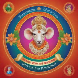 A vibrant image celebrating Ram Pran Pratista for Dhayana Enterprise. Include the company's logo, symbols of celebration, and Ram Pran Pratista motifs. The atmosphere should be joyful and festive.