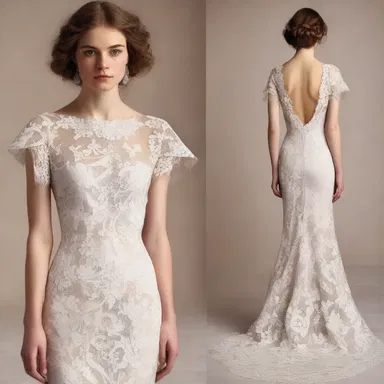 The designer created a stunning dress with layers of untraversable lace fabric.
