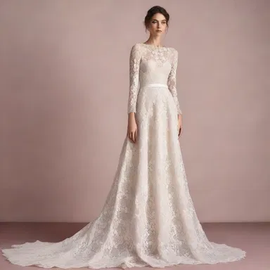 The designer created a stunning dress with layers of untraversable lace fabric.