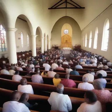 The church was thronged with worshippers on Easter Sunday.