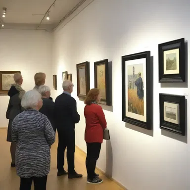 The art gallery was thronged with visitors admiring the latest exhibition.