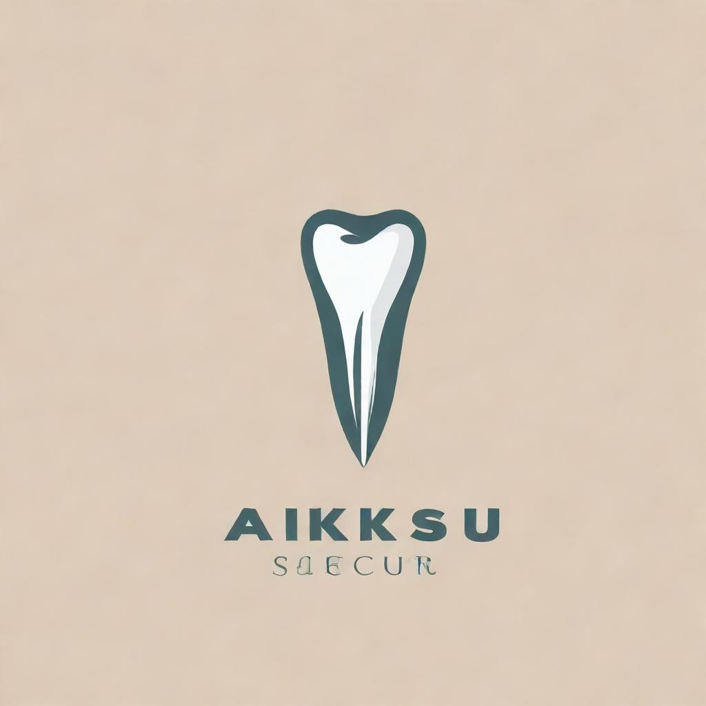 Logo design for a dental clinic named 'Aksu'. Incorporate elements of dentistry such as a tooth or dental tools while maintaining a professional and clean aesthetic.