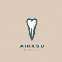 Logo design for a dental clinic named 'Aksu'. Incorporate elements of dentistry such as a tooth or dental tools while maintaining a professional and clean aesthetic.