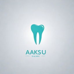 Logo design for a dental clinic named 'Aksu'. Incorporate elements of dentistry such as a tooth or dental tools while maintaining a professional and clean aesthetic.