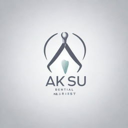 Logo design for a dental clinic named 'Aksu'. Incorporate elements of dentistry such as a tooth or dental tools while maintaining a professional and clean aesthetic.