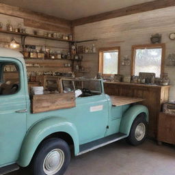 A quaint shop located inside a repurposed vintage vehicle