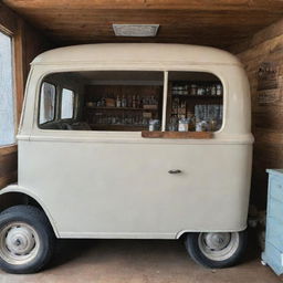 A quaint shop located inside a repurposed vintage vehicle