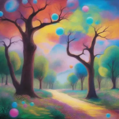 The artist painted a magnificent landscape depicting a mystical jaboncillo grove, where vibrant colors and shimmering soap bubbles brought the scene to life.
