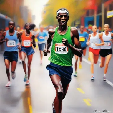 The artist captured the unweary essence of a marathon runner, displaying the overwhelming energy and perseverance.
