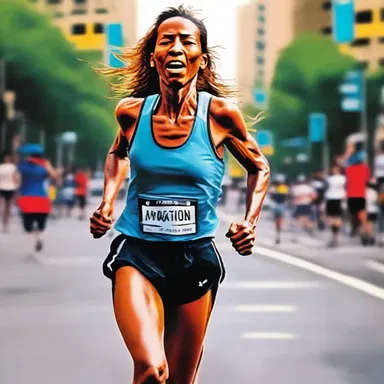 The artist captured the unweary essence of a marathon runner, displaying the overwhelming energy and perseverance.