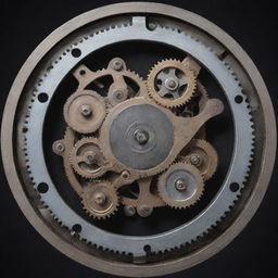 An intricately designed rotary mechanism in motion showing its mechanism and parts