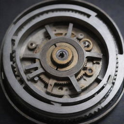 An intricately designed rotary mechanism in motion showing its mechanism and parts