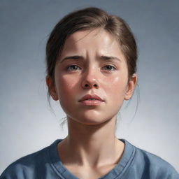 A realistic and empathetic illustration of a girl facing adversity, depicting strength and resilience