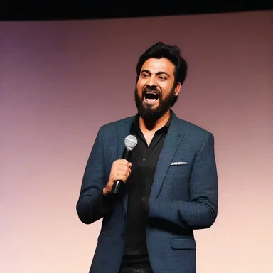 The stand-up comedian's hilarious performance enthralled the audience, leaving them in fits of laughter.