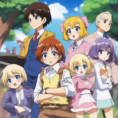 The anime series showcases an eccentric cast of characters and their wacky escapades in a magical realm.