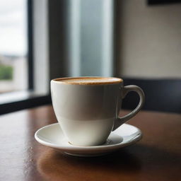 A high-resolution image of a cup of coffee taken with a Sony camera, with a focus on light reflection, contrast, and depth of field.