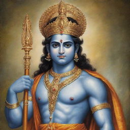 A highly detailed depiction of Lord Rama in his teenage years, exhibiting standout handsomeness and divine charisma.