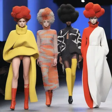 The avant-garde fashion show featured models wearing eccentric outfits, with some of them using sprechstimme to add a dramatic touch to the presentation.
