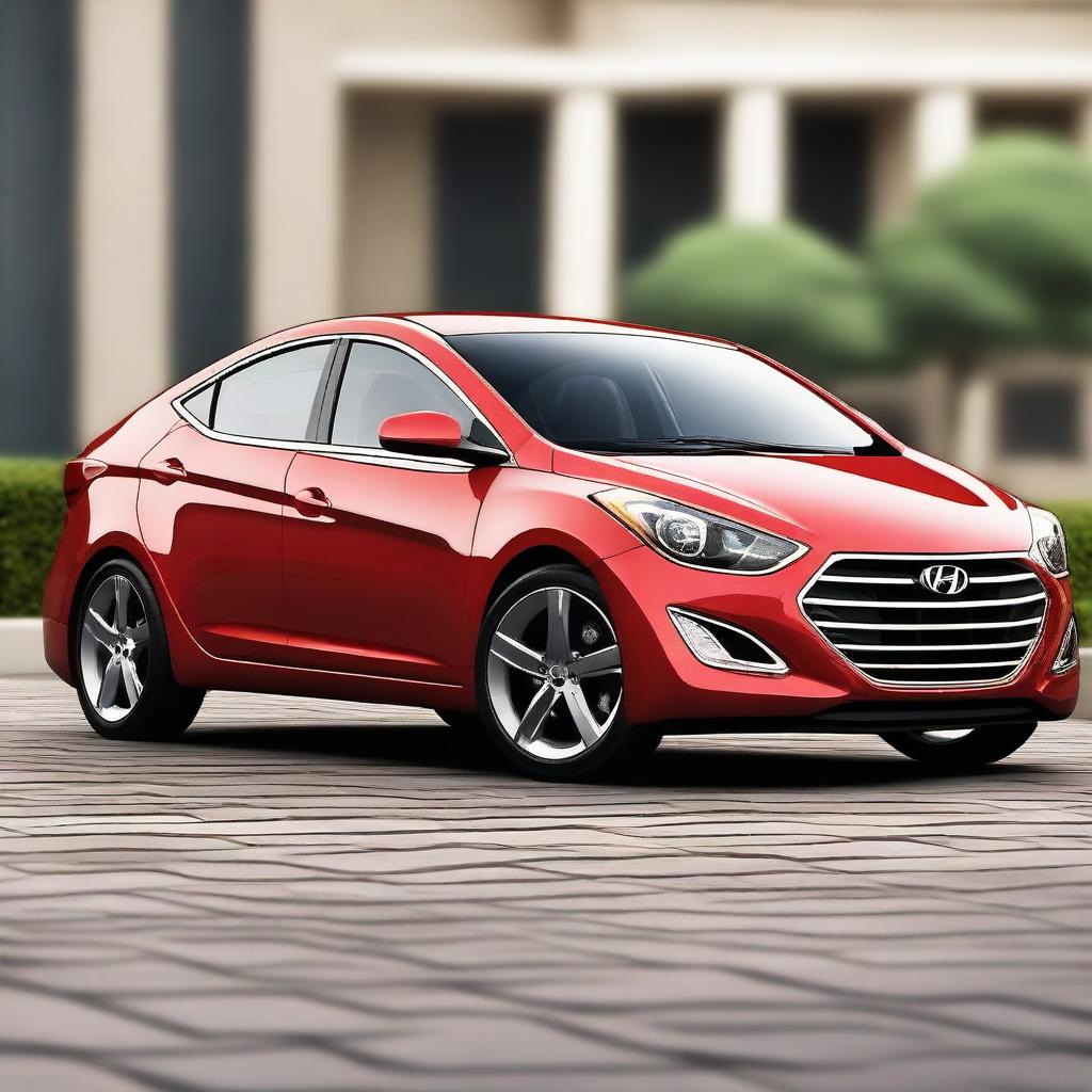 This is a high-quality, 3D rendered image of a 2013 Hyundai Elantra sedan, reimagined as a sports car