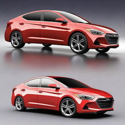 This is a high-quality, 3D rendered image of a 2013 Hyundai Elantra sedan, reimagined as a sports car