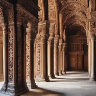 The grand library of the old cathedral was decorated with intricate carvings, and the priests' private chambers were adorned with shelves of breviaries.