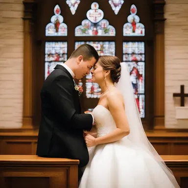 As the couple sat in the dimly lit chapel, they whispered their vows softly, holding onto their breviaries for strength and blessings.