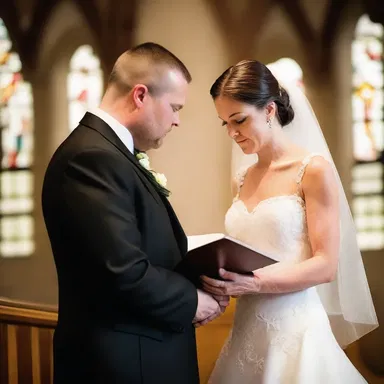 As the couple sat in the dimly lit chapel, they whispered their vows softly, holding onto their breviaries for strength and blessings.