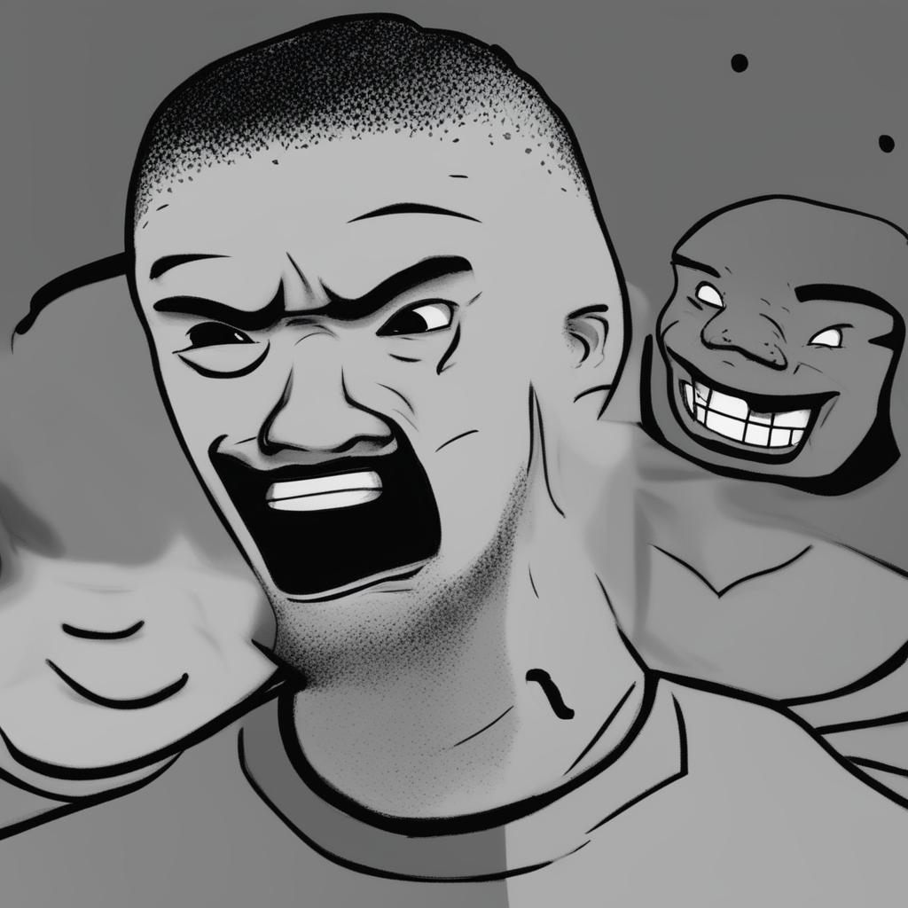 A humorous, digitally rendered image featuring a cartoon representation of Drake in the style of the Wojak meme on the left, showing disapproval, and a comically derpy Wojak character on the right, with a goofy smile and blissfully unaware expression