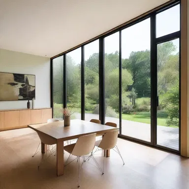 The large windows in the house allow natural light to permeate through every room.