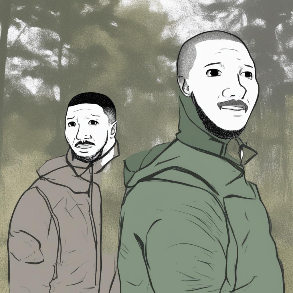 A high-quality digital image featuring a representation of Drake in the style of the Wojak meme on the left, showing disapproval, and a standard Wojak character on the right, with a neutral expression