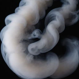 Close-up of smoke rising and curling in an ethereal dance against a dark, mysterious black background