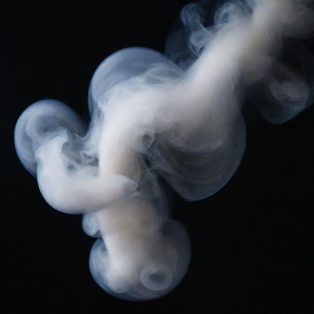 Close-up of smoke rising and curling in an ethereal dance against a dark, mysterious black background