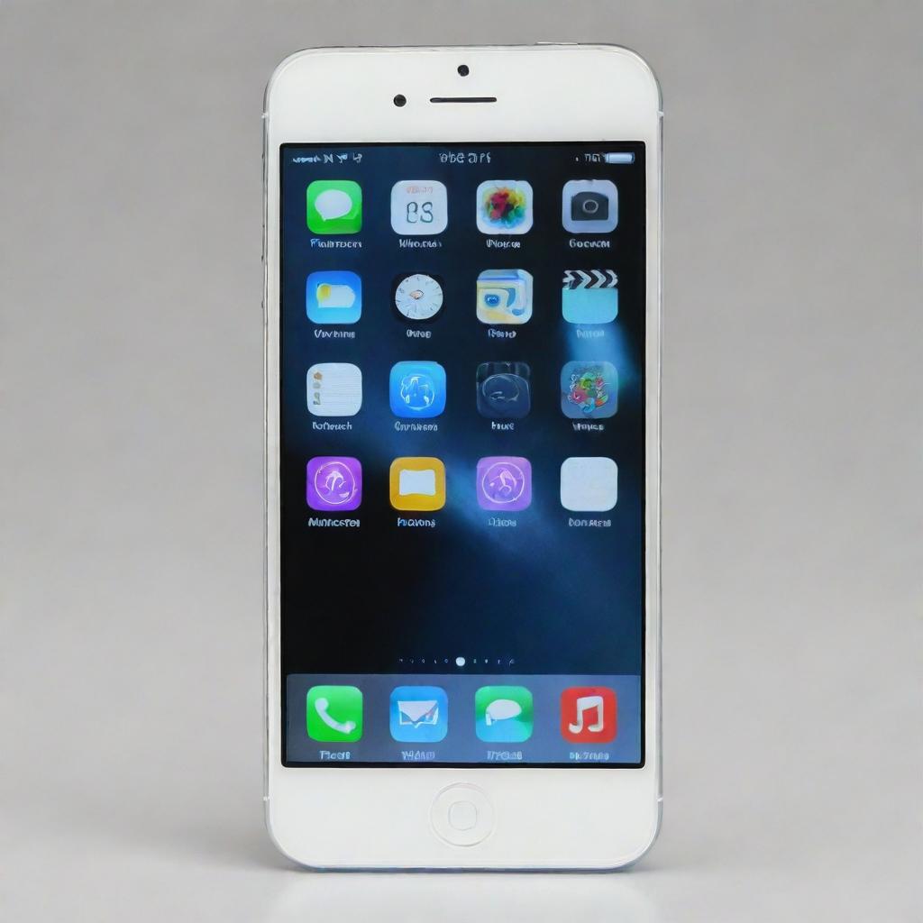 A sleek and shiny new iPhone in pristine condition with a modern and detailed background.