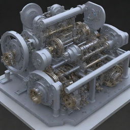 A detailed, 3-dimensional Autocad design displaying a complex mechanical assembly in a professional, technical style.