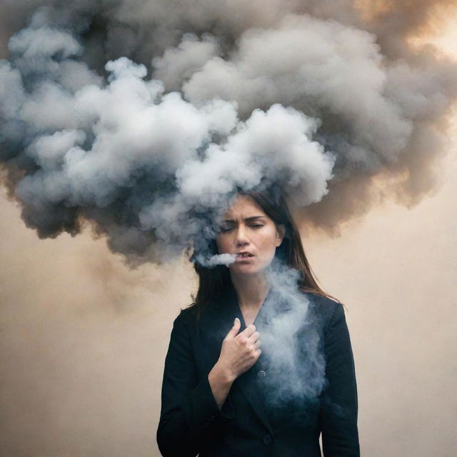 An image encapsulating the drama and confusion of a situation clouded with smoke, manifesting a sense of insecurity.