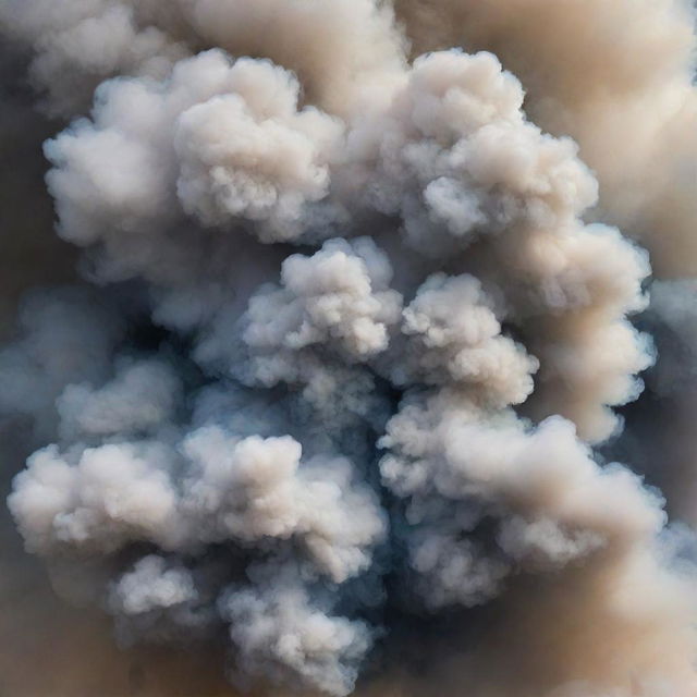 Deeply abstract image portraying dramatic insecurity and confusion, symbolized by clouds of smoke.