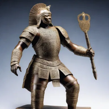 The sculpture depicted a warrior wearing a jambeau, showcasing the intricate details of the armor plate.
