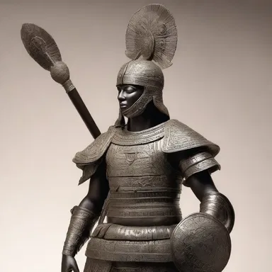 The sculpture depicted a warrior wearing a jambeau, showcasing the intricate details of the armor plate.