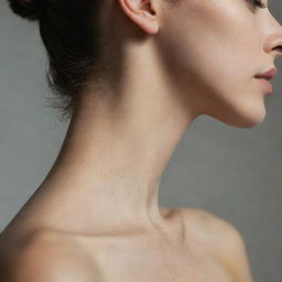 A photograph capturing aesthetic imagery of the gentle curve of a woman's neck in soft lighting, without displaying her face