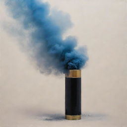 An abstract artwork featuring a beautiful representation of smoke and a tear gas cartridge.