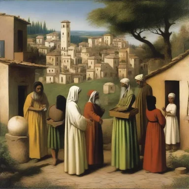 The painter delusively depicted a utopian society where everyone lived in harmony.