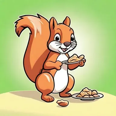 The capricious squirrel in the cartoon would often change its mind about what it wanted to eat.