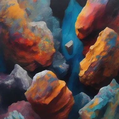 The artist used a unique technique to capture the intricate textures and formations of plutonic rocks in his paintings.