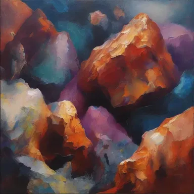The artist used a unique technique to capture the intricate textures and formations of plutonic rocks in his paintings.