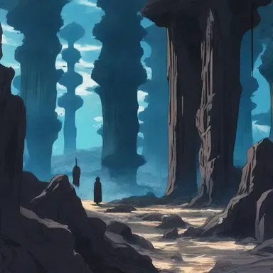 In the anime series, the underworld is depicted as a realm filled with mysterious plutonic formations and landscapes.