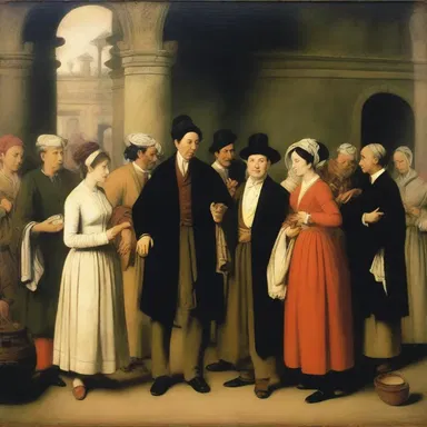The painting depicted a scene of commonality, with people from various social classes mingling together.