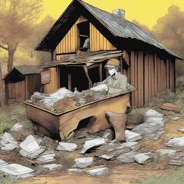 In the classic novel, the protagonist discovers a hidden treasure in a trash heap behind an abandoned house.