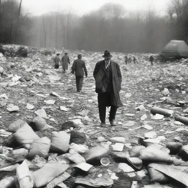 During the Great Depression, people would scavenge through trash heaps in search of any usable or sellable items.