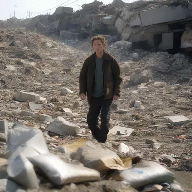 The movie depicted a dystopian future where the main character lived in a massive trash heap, sorting through the waste for valuable items to trade.
