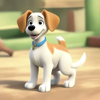 In the animated film, the dog had a docked tail to show its breed.